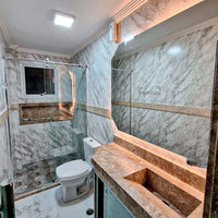 Adesivo para Chão Mármore Carrara Perolizado