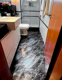 Adesivo para Chão Mármore Silver Black