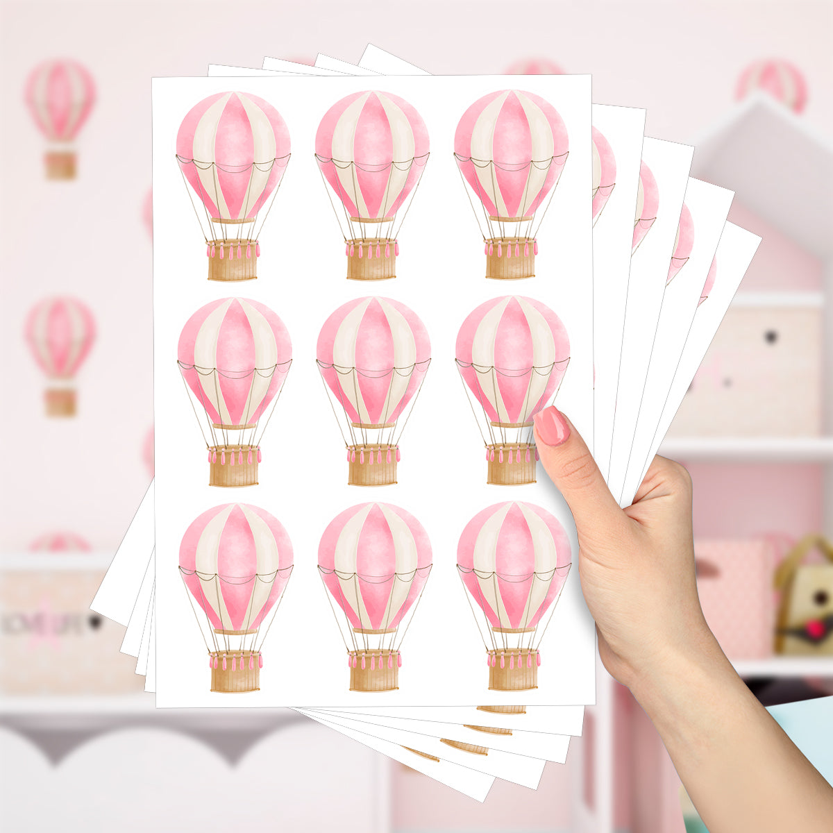 Cartela Adesiva Mini Balões Aquarela Rosa – PG Adesivos