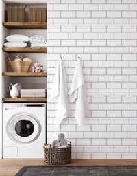 Papel de Parede Adesivo Adesivo Brick Metro Snow Com Película fosca para áreas úmidas e molhadas 3,00x0,50m