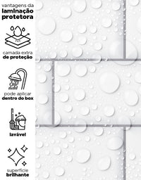 Papel de Parede Adesivo Adesivo Brick Metro Snow Com Película fosca para áreas úmidas e molhadas 3,00x0,50m