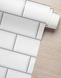 Papel de Parede Adesivo Adesivo Brick Metro Snow Com Película fosca para áreas úmidas e molhadas 3,00x0,50m