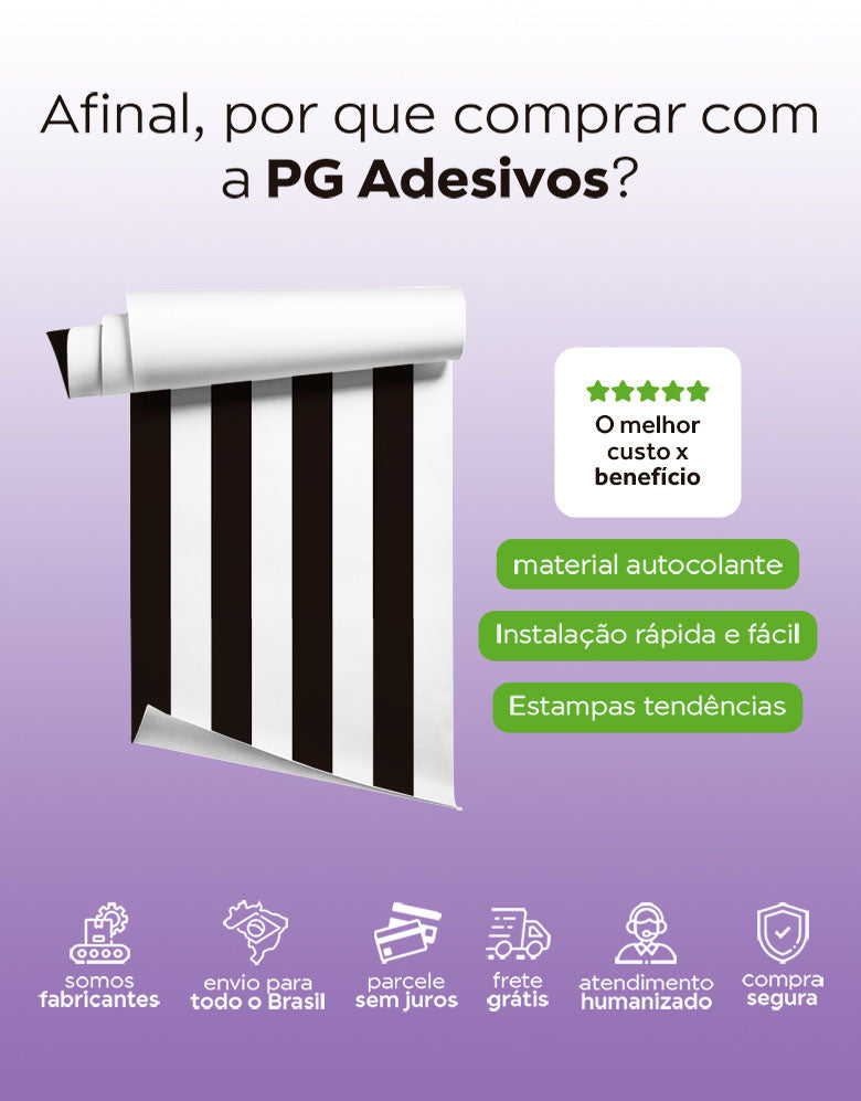 Papel de Parede Adesivo Listras Pretas