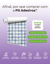 Papel de Parede Adesivo Xadrez Vichy Aquarela Azul Noturno