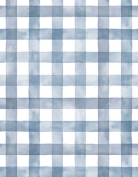 Papel de Parede Adesivo Xadrez Vichy Aquarela Azul Noturno