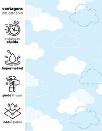 Papel de Parede Adesivo Nuvem Pontinhos Azul