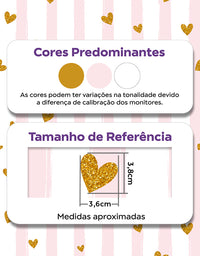 Papel De Parede Rosa Adesivo Listras E Corações De Glitter