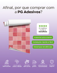 Papel de Parede Adesivo Azulejo Hijau Rosa