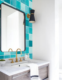 Papel de Parede Adesivo Azulejo Hijau Azul
