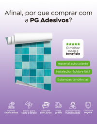 Papel de Parede Adesivo Azulejo Hijau Azul