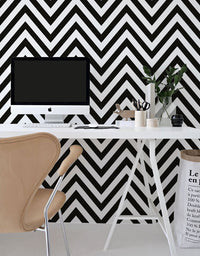 Papel de Parede Adesivo Chevron Preto e Branco